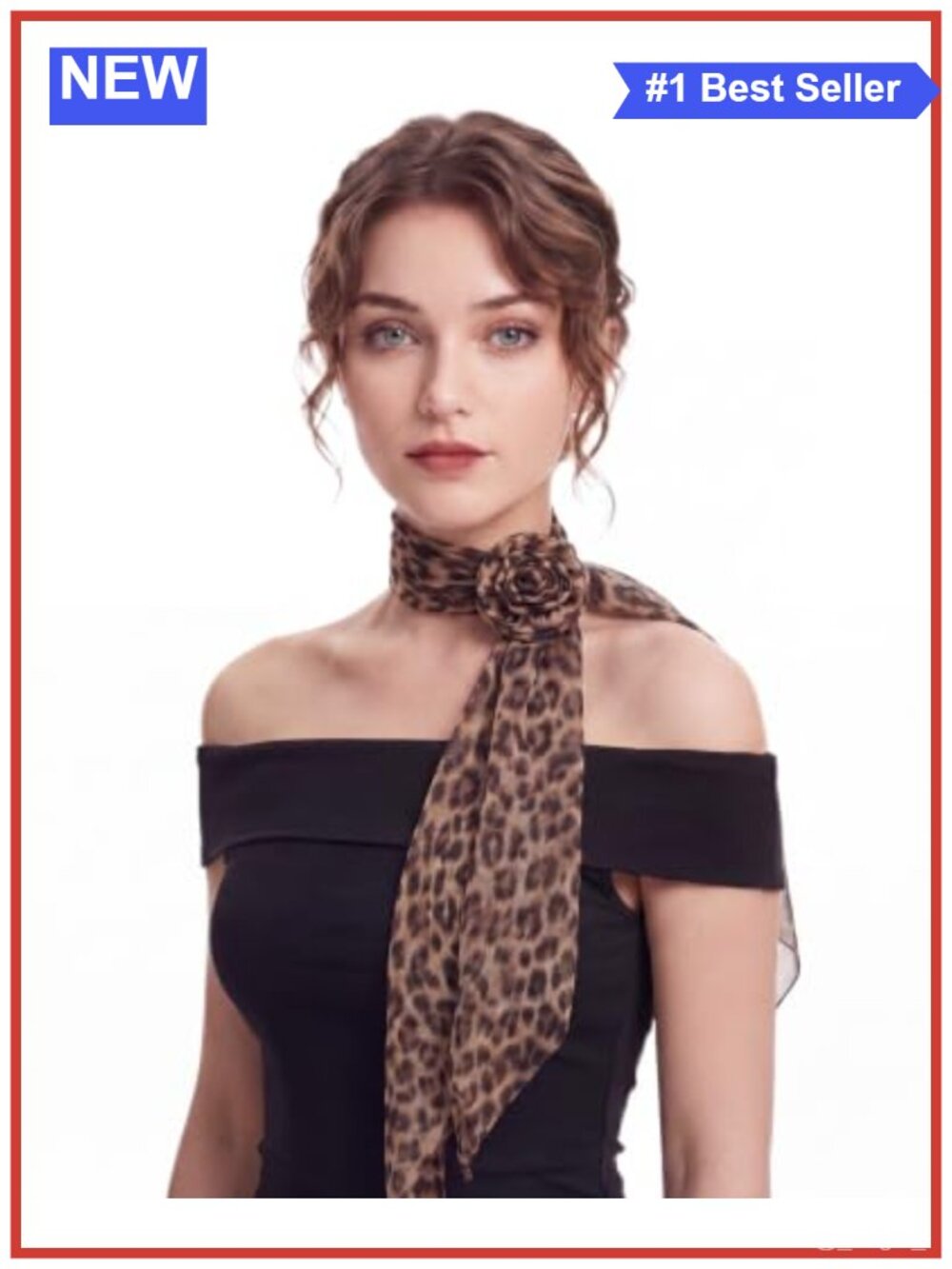 Chiffon Neck Scarf Removable Flower with Hair Clip 1950s Retro